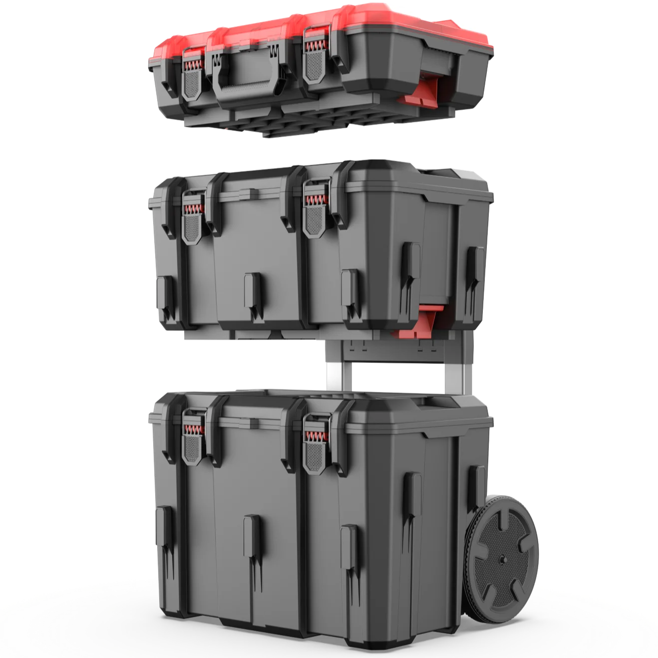 3‑Piece Modular Rolling Toolbox System – Stacking Tool Storage Set with Wheels