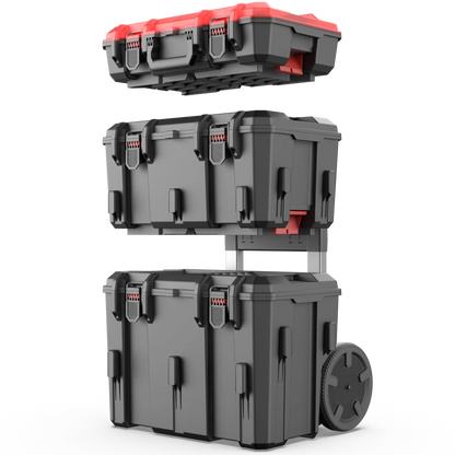 3‑Piece Modular Rolling Toolbox System – Stacking Tool Storage Set with Wheels