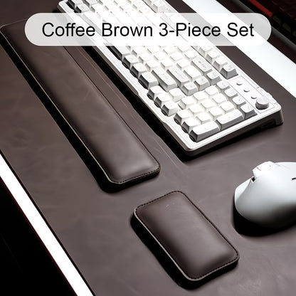 3pcs Vintage Texture Large Desk Mat Set for Office and Home Use: Mouse Pad + Keyboard Mat + Wrist Rest, Non-Slip Desktop Protector