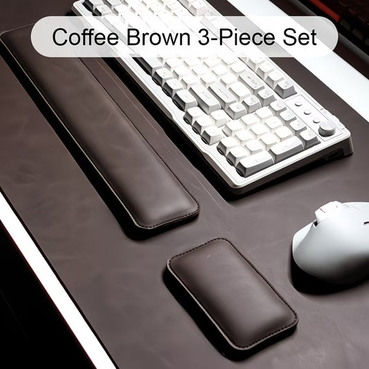 3pcs Vintage Texture Large Desk Mat Set for Office and Home Use: Mouse Pad + Keyboard Mat + Wrist Rest, Non-Slip Desktop Protector