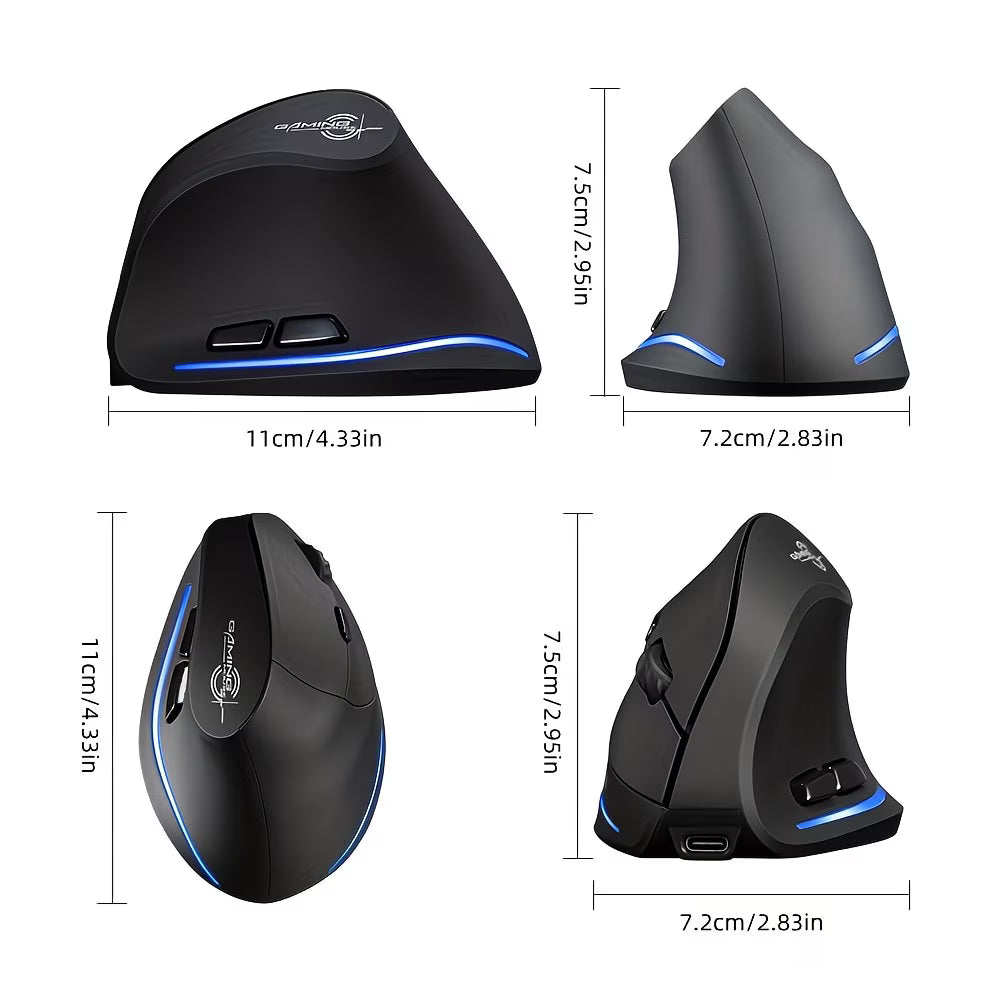 Vertical Wireless Charging Mouse 2.4G Standing 2400DPI with RGB