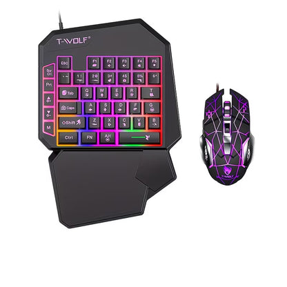 A Compact Keyboard for Gaming, Designed for Use with a Laptop, Featuring a Small External Keypad And Gaming Mouse.