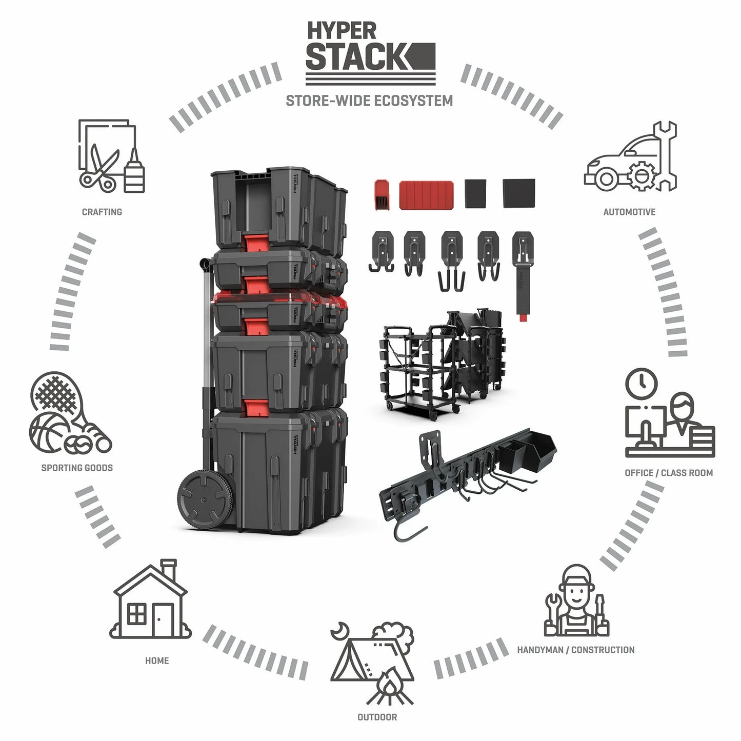 3‑Piece Modular Rolling Toolbox System – Stacking Tool Storage Set with Wheels