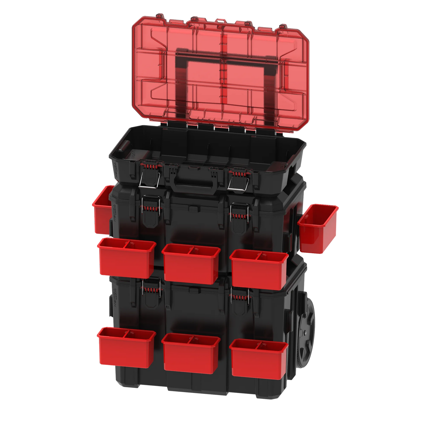 3‑Piece Modular Rolling Toolbox System – Stacking Tool Storage Set with Wheels