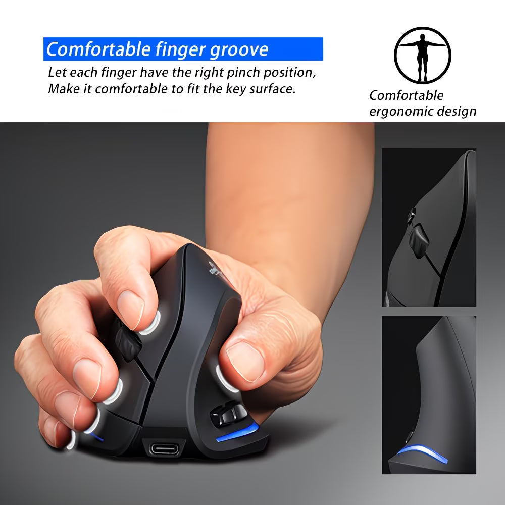 Vertical Wireless Charging Mouse 2.4G Standing 2400DPI with RGB