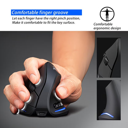 Vertical Wireless Charging Mouse 2.4G Standing 2400DPI with RGB