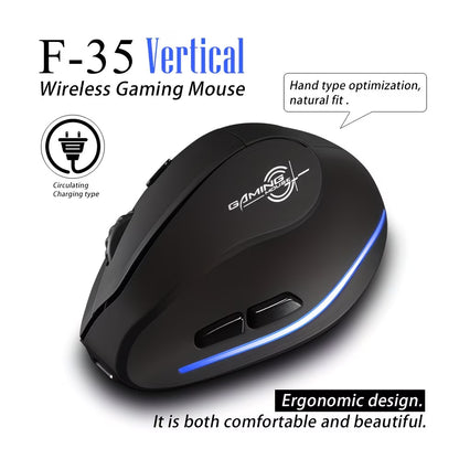 Vertical Wireless Charging Mouse 2.4G Standing 2400DPI with RGB