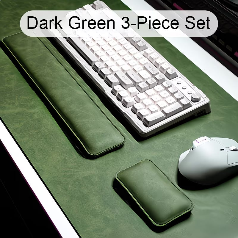 3pcs Vintage Texture Large Desk Mat Set for Office and Home Use: Mouse Pad + Keyboard Mat + Wrist Rest, Non-Slip Desktop Protector