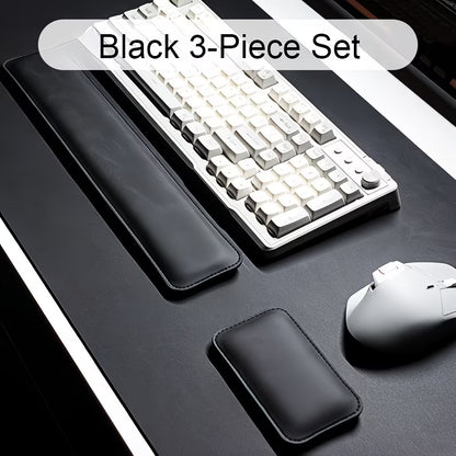 3pcs Vintage Texture Large Desk Mat Set for Office and Home Use: Mouse Pad + Keyboard Mat + Wrist Rest, Non-Slip Desktop Protector